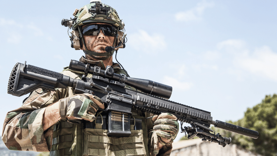 military soldier with weapon with thermal sight