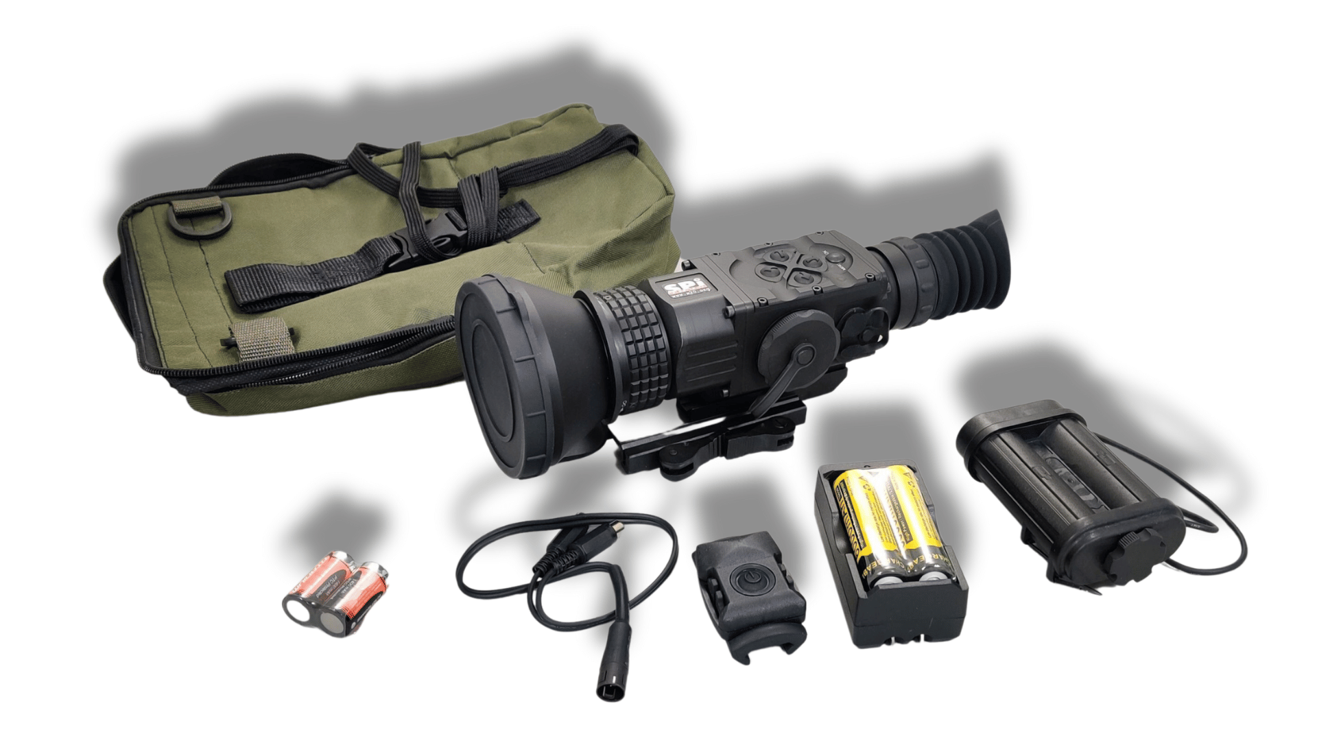 thermal rifle scope kit with batteries and carrying case